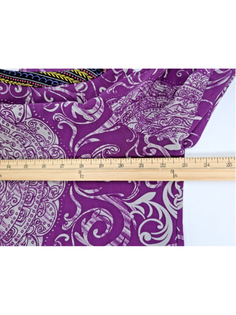 Soft Surroundings Purple Silk Tunic Top Sz XL Bohemian Peasant Scarf Print - Picture 7 of 9